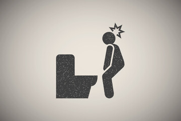 Man, smoking, baby icon vector illustration in stamp style