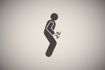 Fototapeta na wymiar Cramp, pain, stomach, abdomen icon vector illustration in stamp style