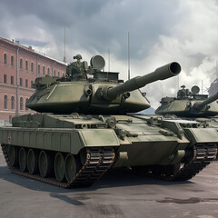 Fototapeta na wymiar Modern tanks, modern weapons for war. War in the open.