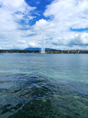 Geneva town in Switzerland in bright summer day
