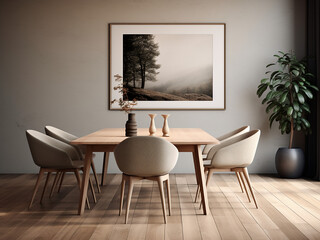 Cutting-edge design, cozy ambiance - modern dining room. AI Generation.