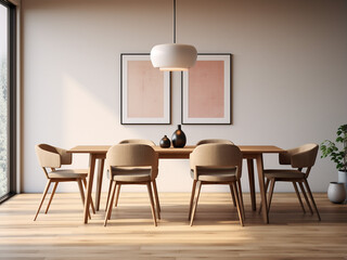 Sleek lines, trendy ambiance - modern dining room. AI Generation.