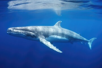 Fototapeta premium a whale carrying her calf