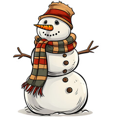 Christmas decoration Snowman on transparent background