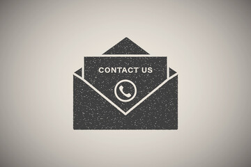 Letter contact us call icon vector illustration in stamp style