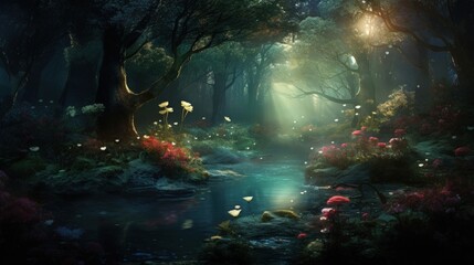 Enchanted romantic forest