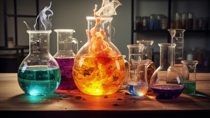 Fototapeta na wymiar Learning Process Chemical Reaction - Illustration as JPG Stock Image
