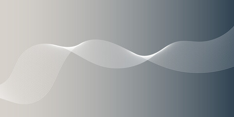 Abstract digital future technology concept white smooth lines background. Modern banner technology design. frequency sound wave, twisted curve lines grey, white background.