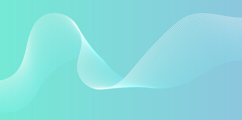 Abstract digital future technology concept white smooth lines on blue background. Wavy curve lines and . frequency sound wave, twisted curve lines background. Banner design. 