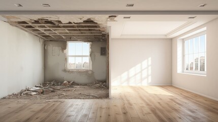 empty room before and after renovation - home refurnishment - Powered by Adobe