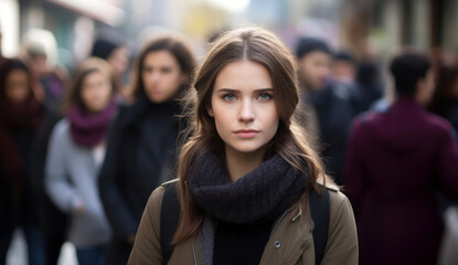Obraz premium woman on the street among the crowd