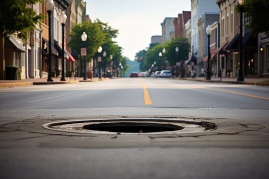 open manhole in the middle of the street