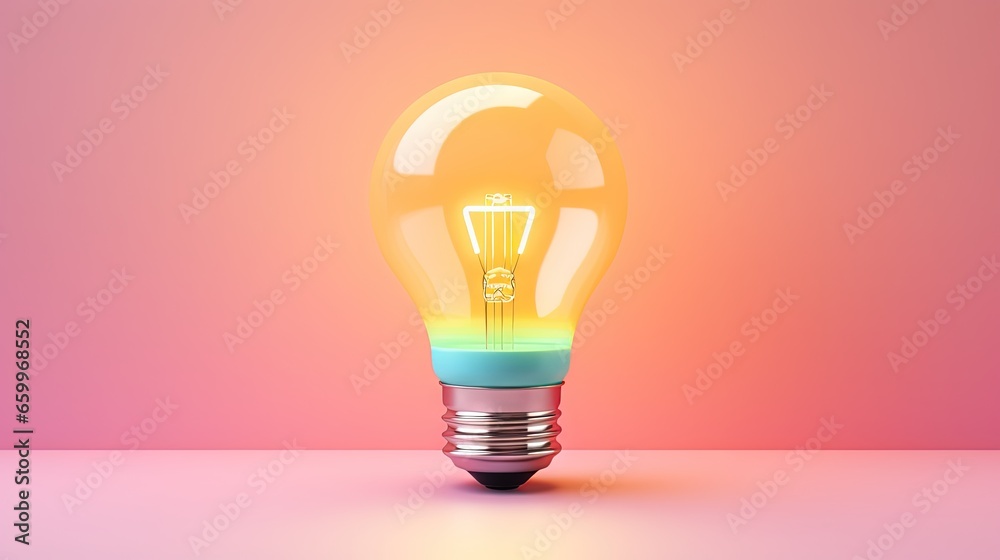 Poster 2021 creativity and inspiration ideas concepts with lightbulb on pastel color background.business so