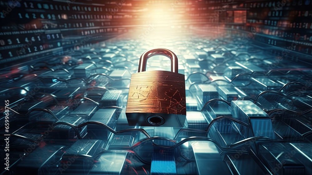 Poster USA Cyber attack online internet security data transfer protection with blockchain