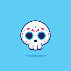 Fototapeta premium Cute calavera sugar skull cartoon vector illustration day of the dead concept icon isolated
