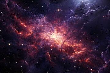 Fototapeta premium Multi-color purple and orange cosmic nebula.