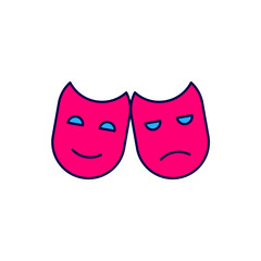 Filled outline Comedy and tragedy theatrical masks icon isolated on white background. Vector