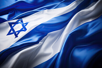 Isreal flag waiving, close up.  - obrazy, fototapety, plakaty