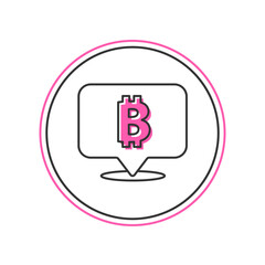 Filled outline Cryptocurrency coin Bitcoin icon isolated on white background. Physical bit coin. Blockchain based secure crypto currency. Vector