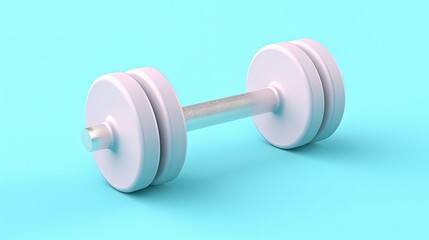 cartoon style Dumbbell isolated on pastel blue background. minimal fitness object. 3d rendering