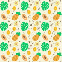 seamless pattern with fruits on a beige background