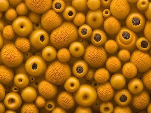 a close up image of a group of many hole on plastic ball use for Trypophobia