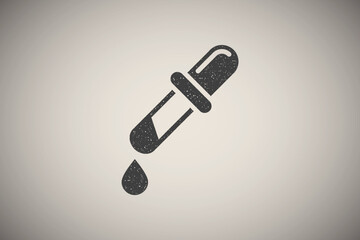 Pipette, paint icon vector illustration in stamp style