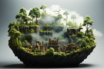 Deforestation concept with cut off tropical forest