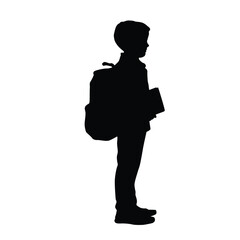 Silhouette Of Child Carrying A Bag Going To School