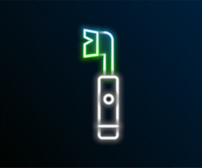 Glowing neon line Electric toothbrush icon isolated on black background. Colorful outline concept. Vector