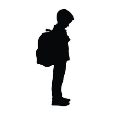 Silhouette Of Child Carrying A Bag Going To School