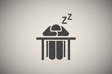 Sleep, tired, boy, student, classroom icon vector illustration in stamp style