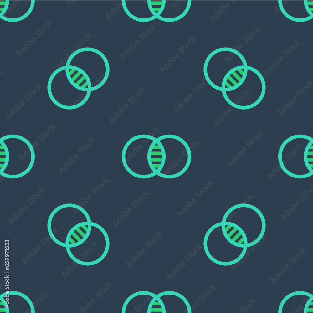 Poster line mathematics sets a and b icon isolated seamless pattern on blue background. symmetric differenc