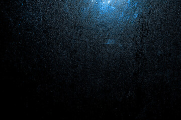 Blue white glitter texture abstract banner background with space. Twinkling glow stars effect. Like...