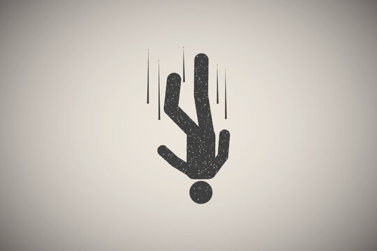Man, free fall, high, suicide icon vector illustration in stamp style
