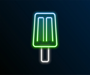Glowing neon line Ice cream icon isolated on black background. Sweet symbol. Colorful outline concept. Vector