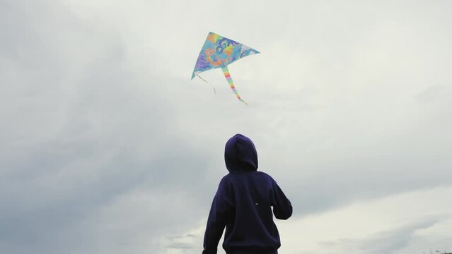 Children playing with a kite