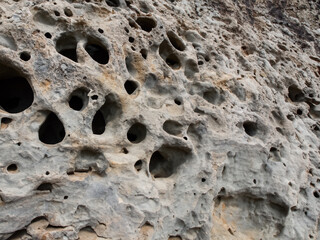 holes on the stone floor texture
