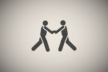 Boys friend icon vector illustration in stamp style