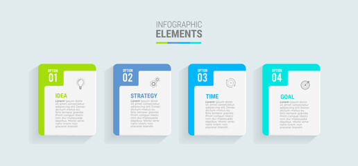 Business infographic template design icons 4 options or steps
