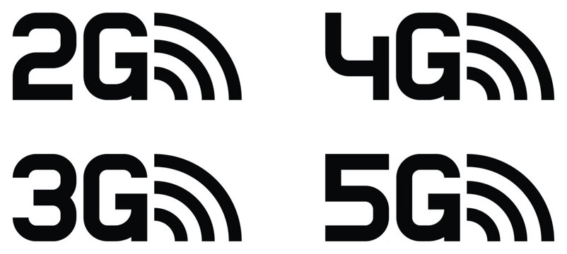 2G, 3G, 4G, 5G, vector icon isolated on white background. simple design and modern technology concept.