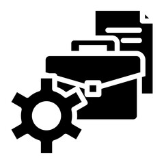 Management Icon. Included in Business Management Glyph Icon. Comprises essential, sleek icons representing various aspects of effective organizational leadership and administration.