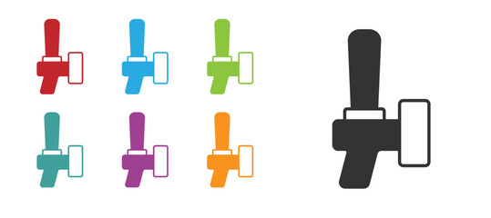 Black Beer tap icon isolated on white background. Set icons colorful. Vector