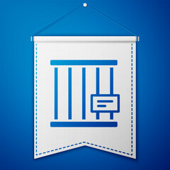 Blue Animal cage icon isolated on blue background. White pennant template. Vector