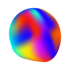3d gradient liquid blob shape. Abstract holographic iridescent fluid bubble form