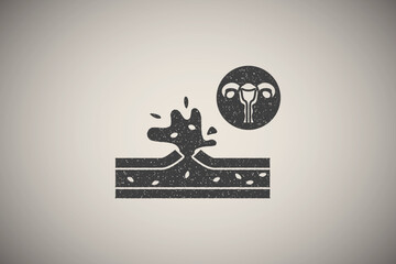 Bleeding disorders, menstrual icon vector illustration in stamp style