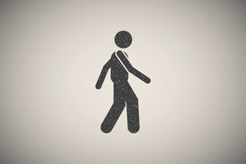 Man, walking icon vector illustration in stamp style