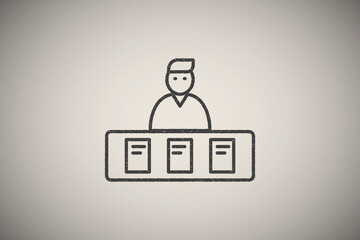 office building icon vector illustration in stamp style