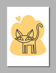 simple doodle cat line art decorative vector 