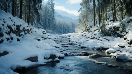 Magical snowy trees and branches
